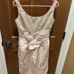 Carmen Marc Valvo Cream Sheath Mini Dress